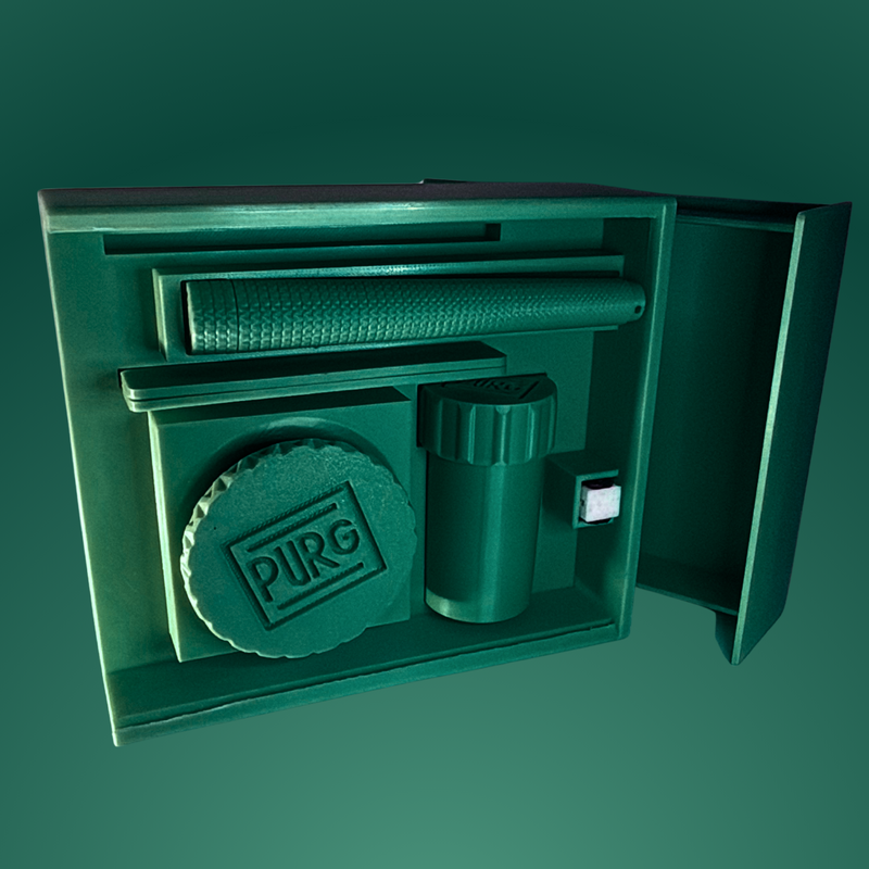 PURG Kit — complete 3D-printed smoking accessories set in green
